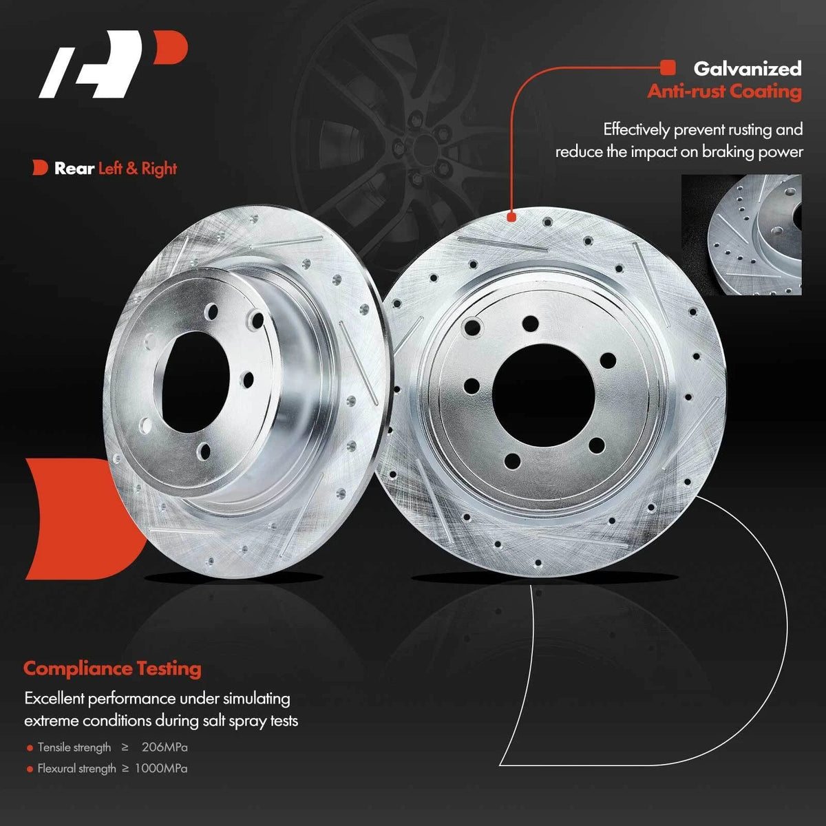 Rear Disc Brake Rotor & Ceramic Pad for Mitsubishi Outlander (2008–2012)