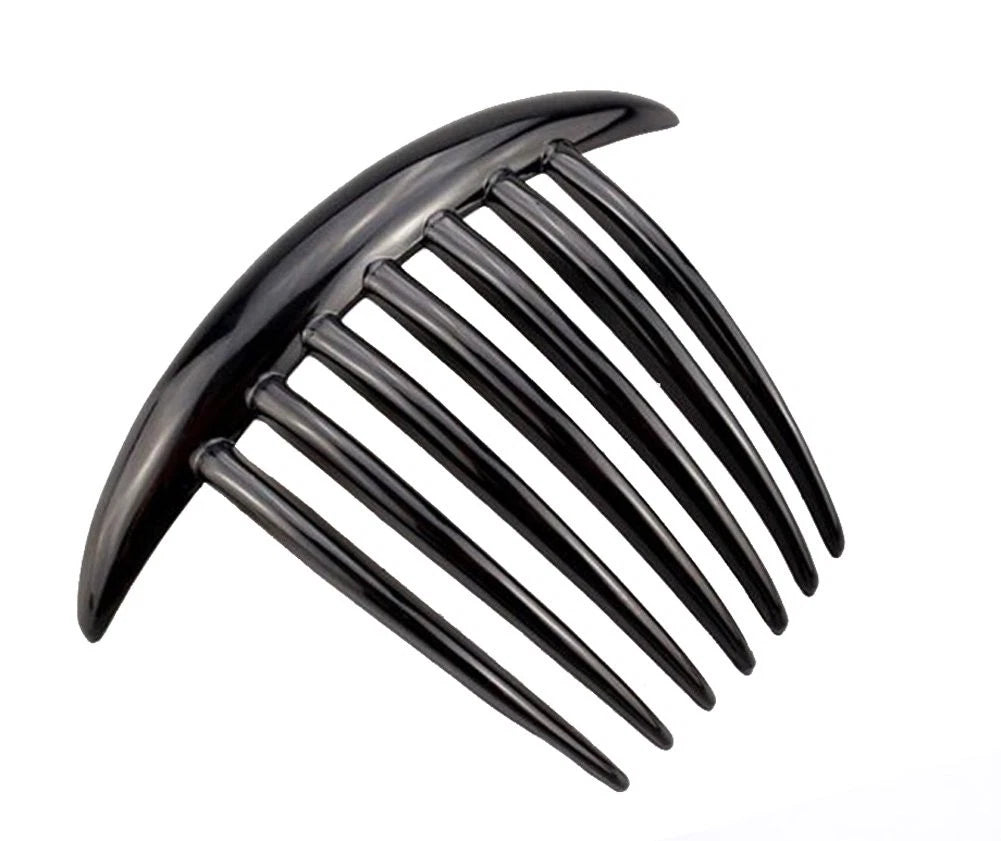 6X Plastic French Twist Combs for Women's Hair - Black