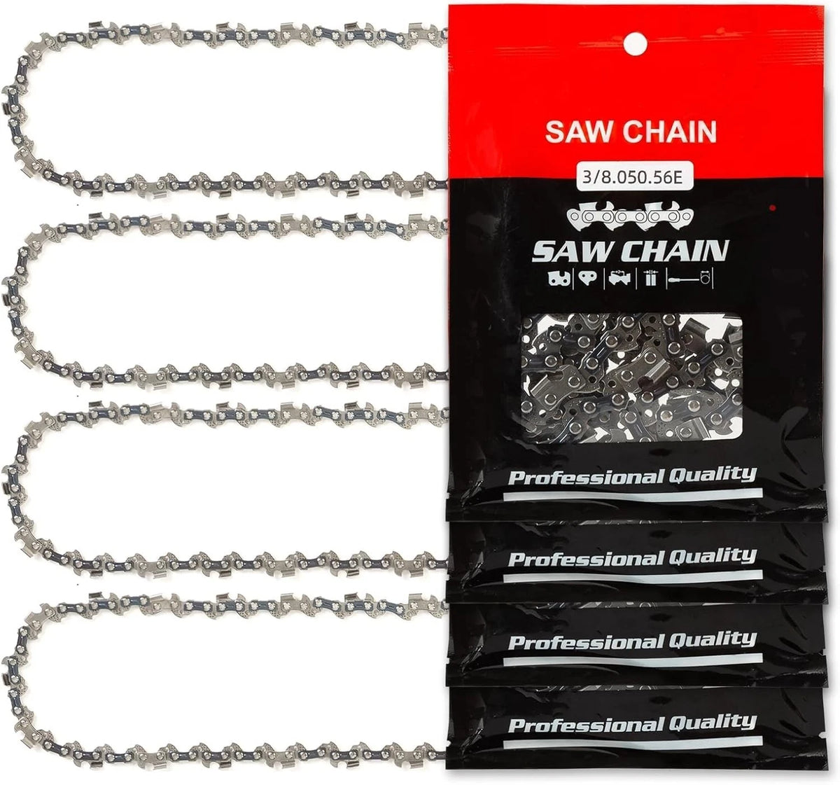Set of 4 Durable 16 Inch Chainsaw Chains for Craftsman & Echo