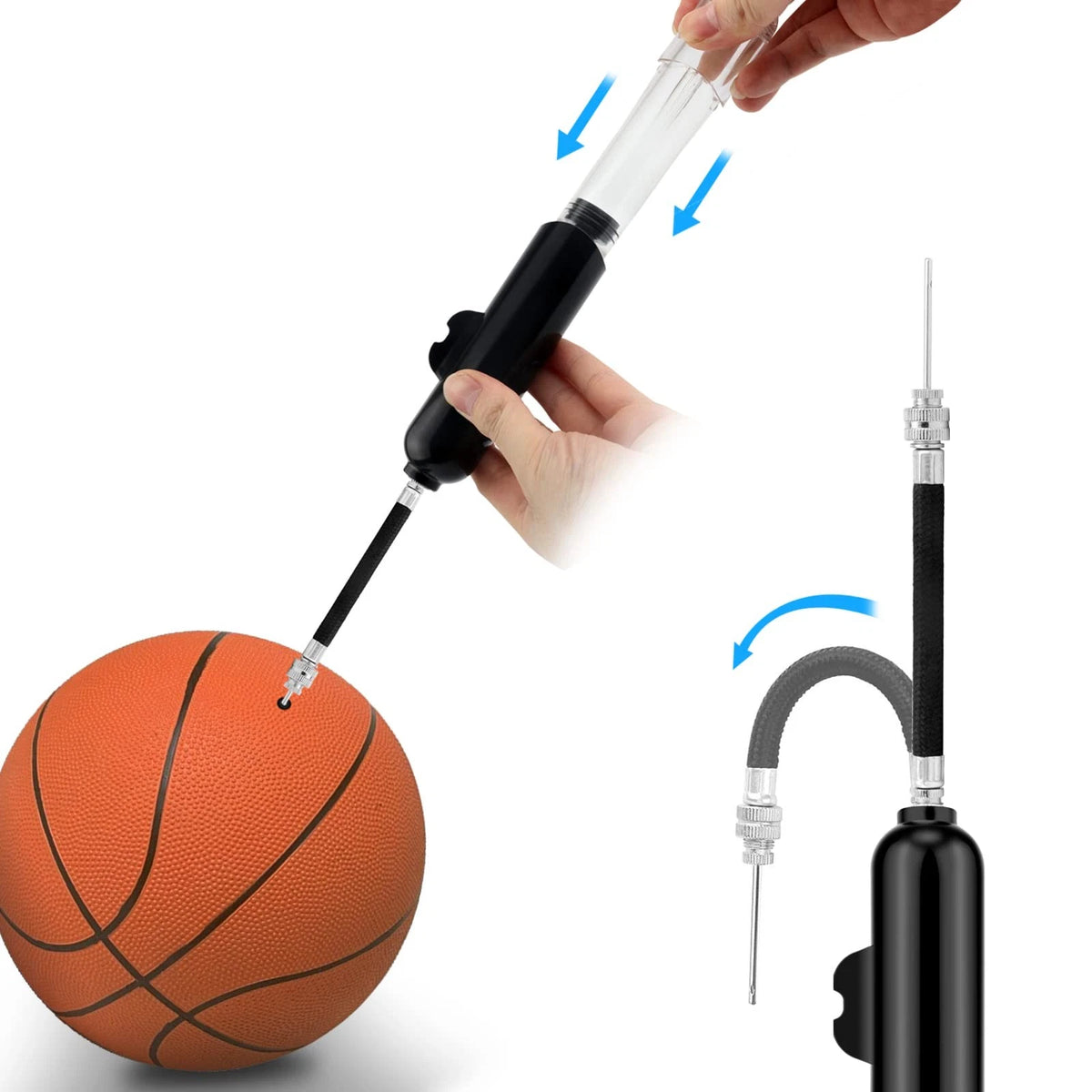 Ball Pump & Bike Pump with 3 Needles & 2 Nozzles for Inflate Air Pump