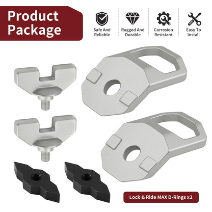2Pcs Lock & Ride MAX D-Rings for Polaris Ranger XD 1500/Crew XD 1500 (2024–2025)