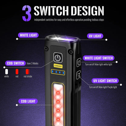 LED UV Flashlight 395nm EDC Rechargeable USB C