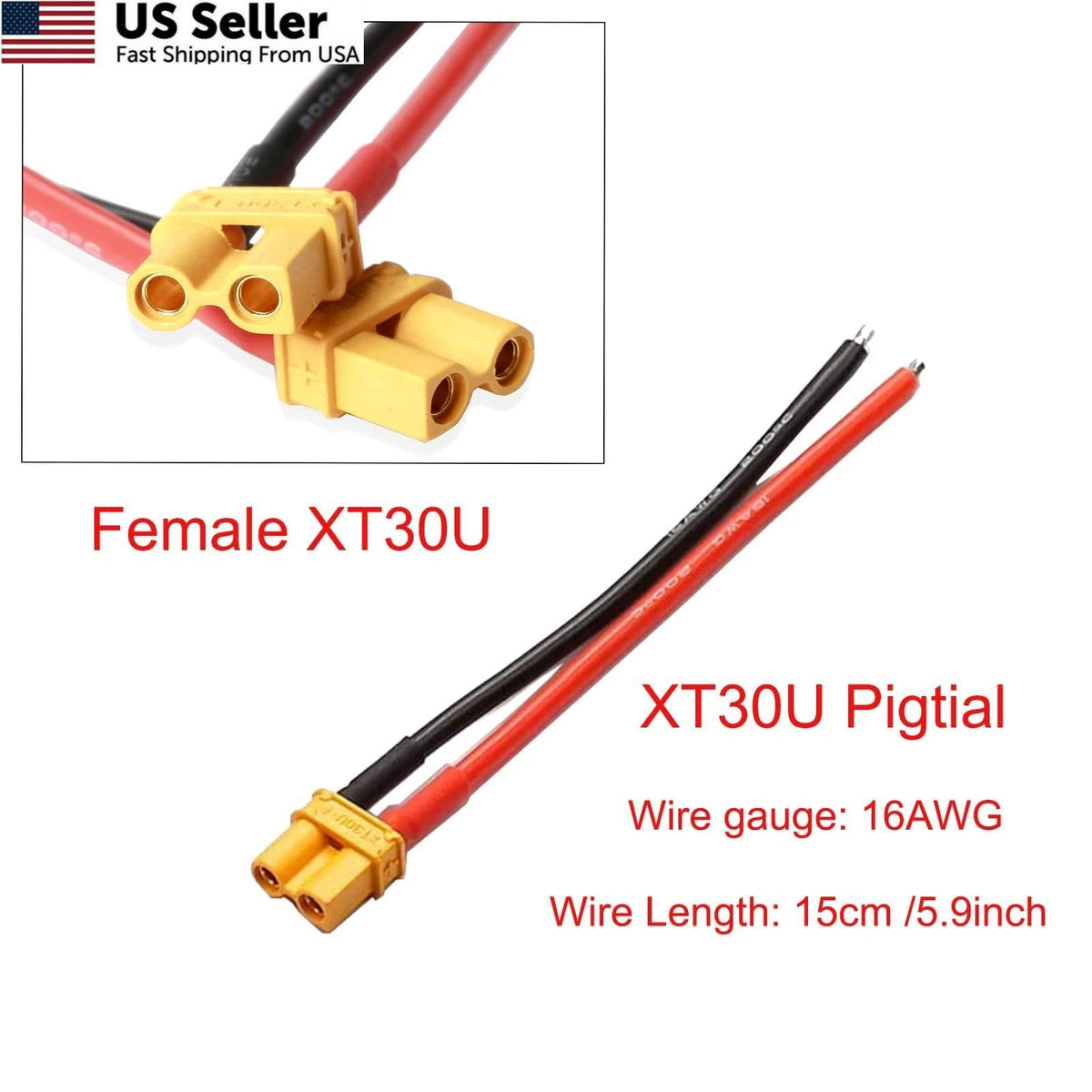 Set of 4 XT30 Pigtails Male Female Connectors for Automotive Use