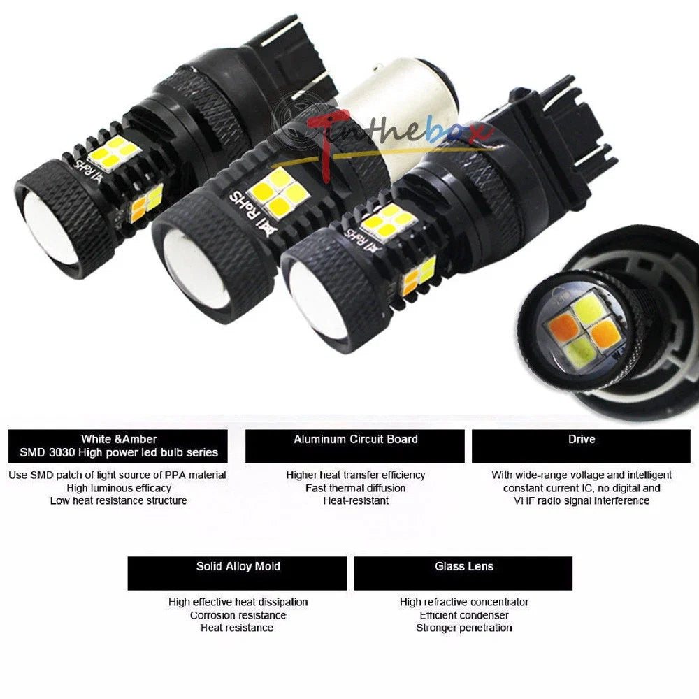 Set of 4 White/Amber DRL Turn Signal Parking Light Bulbs for GMC Sierra 1500 (2000–2014)