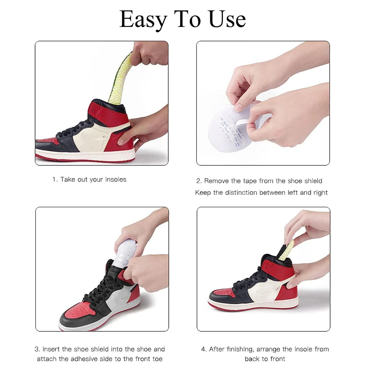 2 Pairs Toe Box Protectors for Sport Shoes (Upgraded Anti-Wrinkle)