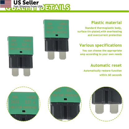 30A Auto Reset Circuit Breaker for DC 12V-14V Vehicles