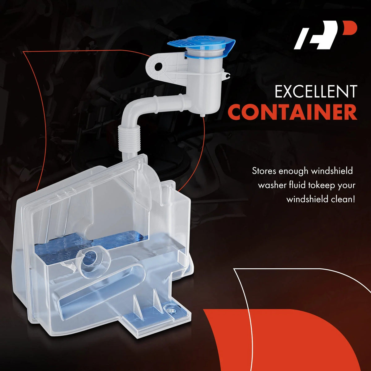 Windshield Washer Fluid Reservoir with Cap & Pump for Dodge Dart (2013–2016)
