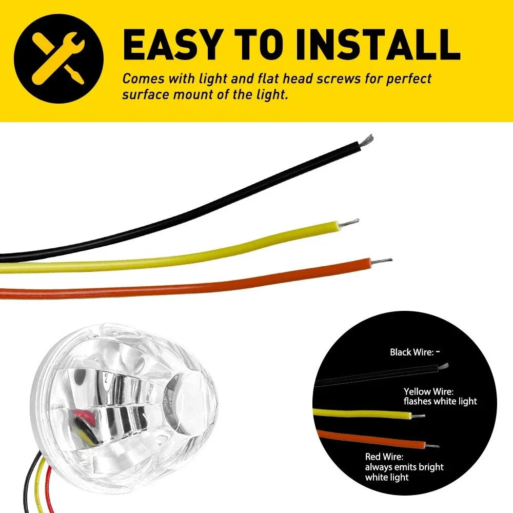 Set of 4 White LED Strobe Side Marker Lights for Truck Trailer