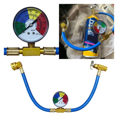 R134A Car AC Refrigerant Charge Hose Kit with Gauge (19 Inch)