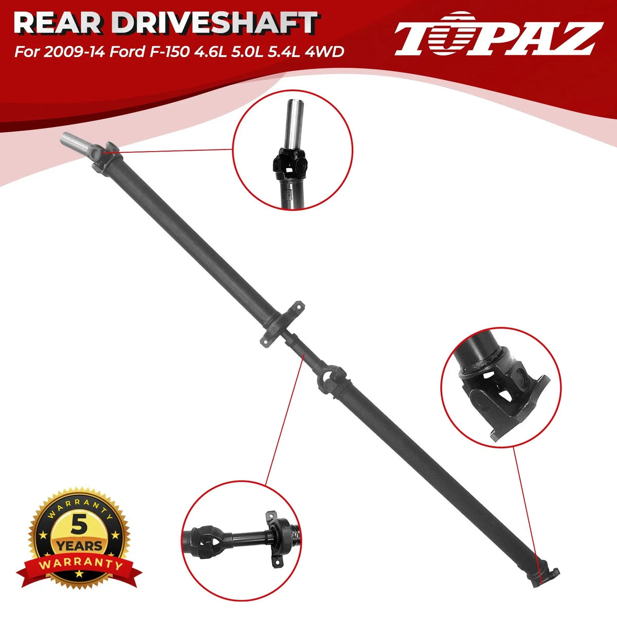 Rear Prop Drive Shaft Assembly for Ford F-150 (2009–2014) 4WD 157" WB