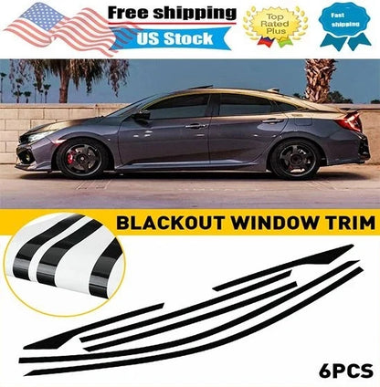 Set of 6 Blackout Window Trim Stickers for Honda Civic Sedan (2016–2021)