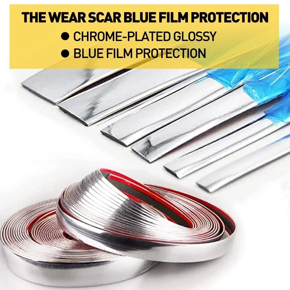 Chrome Door Guard Protector Moulding Trim Strip for Trucks SUV (0.47"x16FT)