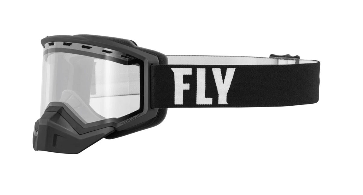 Fly Goggle for Snowmobile Helmets (Black/White, Clear Lens)