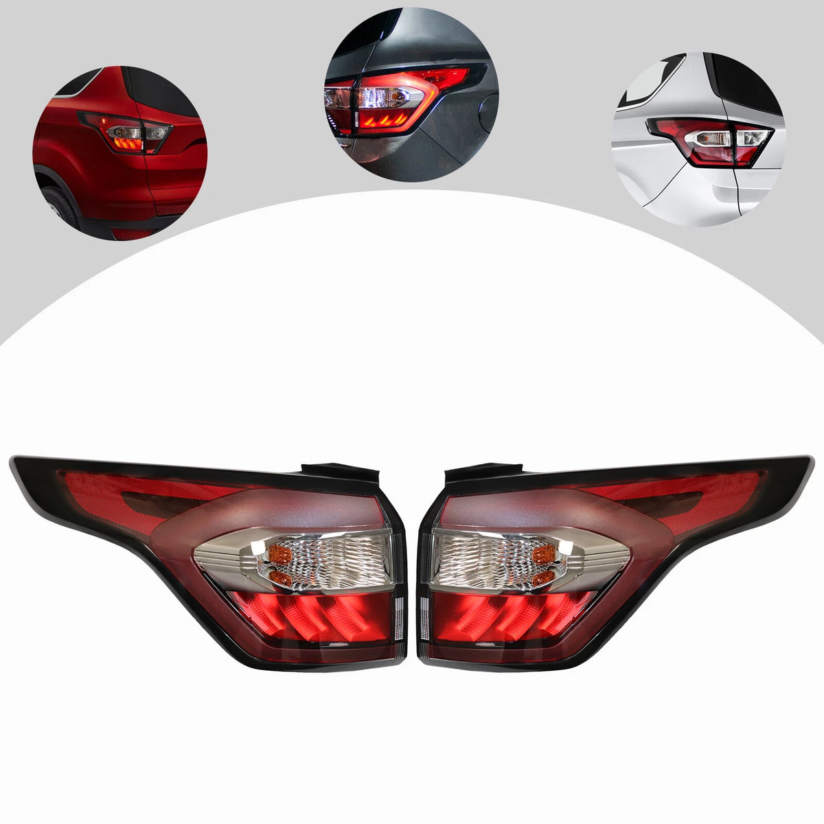 Pair of Outer Tail Light Brake Lamps for Ford Escape Kuga (2017–2019)