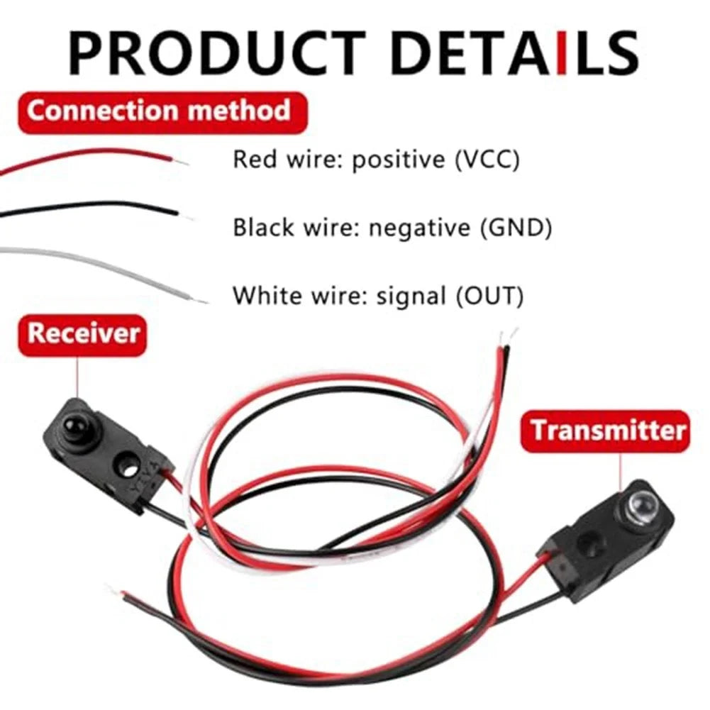 Set of 4 Infrared Break Beam Photoelectric Switch 3mm LED Emitter Receiver