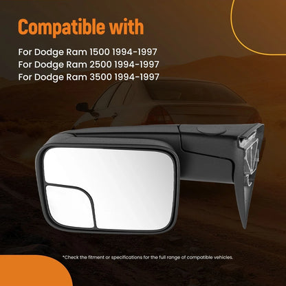 Right Black Side Mirror for Dodge Ram 1500 2500 3500 (1994–1997) 55155006