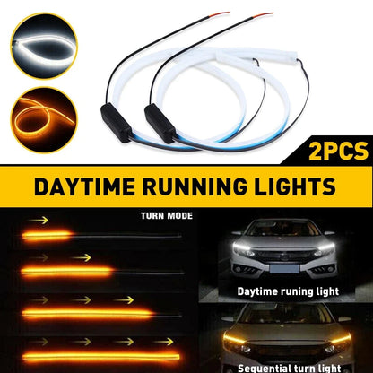 4X LED Car Switchback Tube DRL Light Strip for Universal