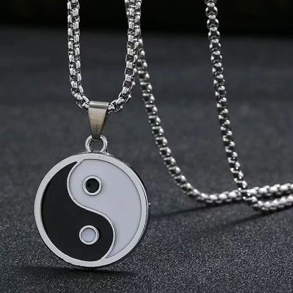 Ying Yang Pendant Necklace for Men - Stainless Steel Protection Amulet