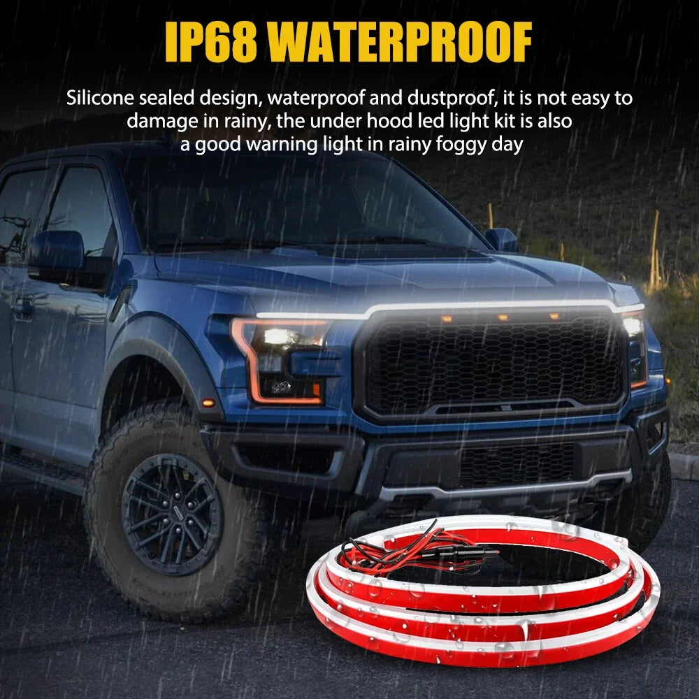 Universal White Flexible LED Hood Strip for Cars (Dynamic Scan)