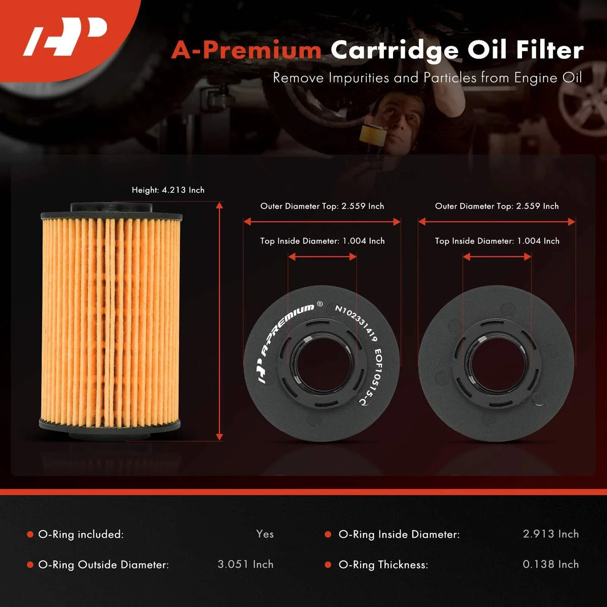 Set of 4 Engine Oil Filters for Hyundai Sonata (2009–2010) Kia Sorento (2008–2009)