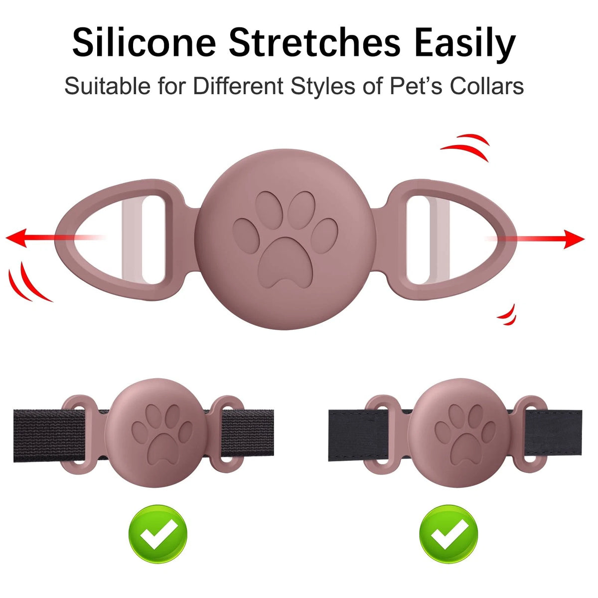 2 Pack Case for Airtag Dog Cat Collar (Small, Smoke Purple + Stone)