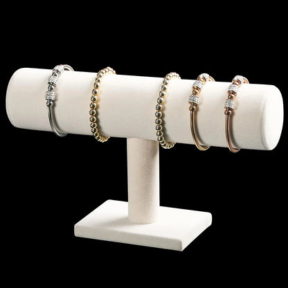 Bracelet Holder Display Stand Velvet T-bar Jewelry Organizer Beige