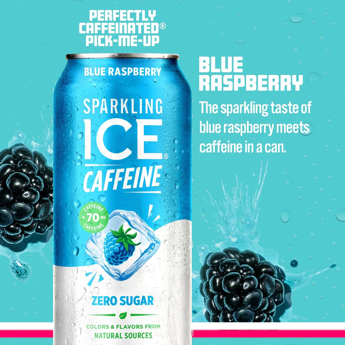 Sparkling Ice Caffeine Blue Raspberry 16 Fl Oz (Pack of 12)