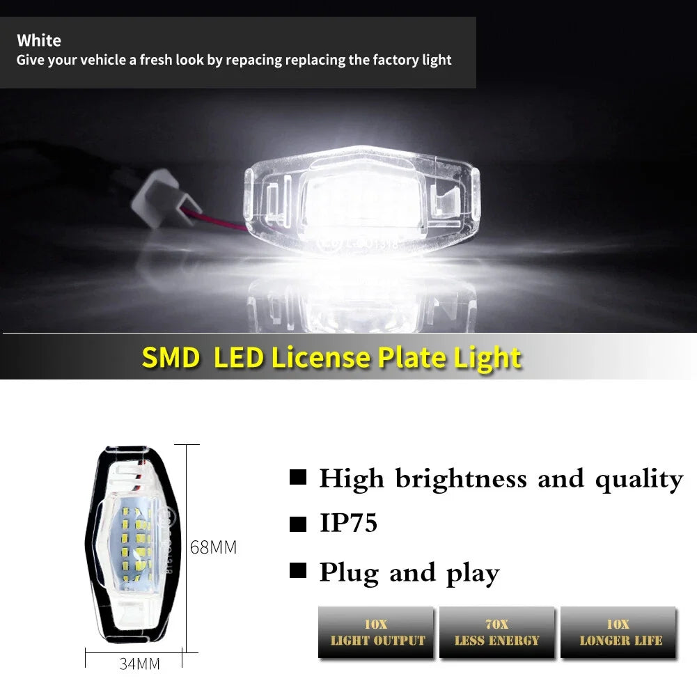 Bright White LED License Plate Lights for Honda Civic Acura MDX ILX
