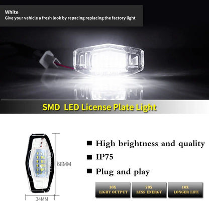 Bright White LED License Plate Lights for Honda Civic Acura MDX ILX