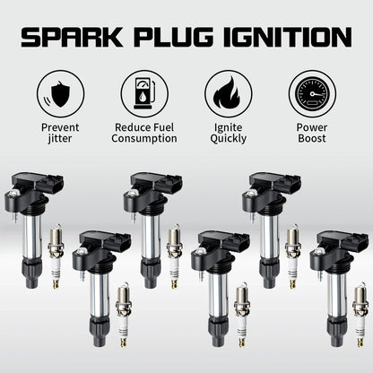 Set of 6 Ignition Coils & Iridium Spark Plugs for Cadillac GMC Chevrolet (UF569)