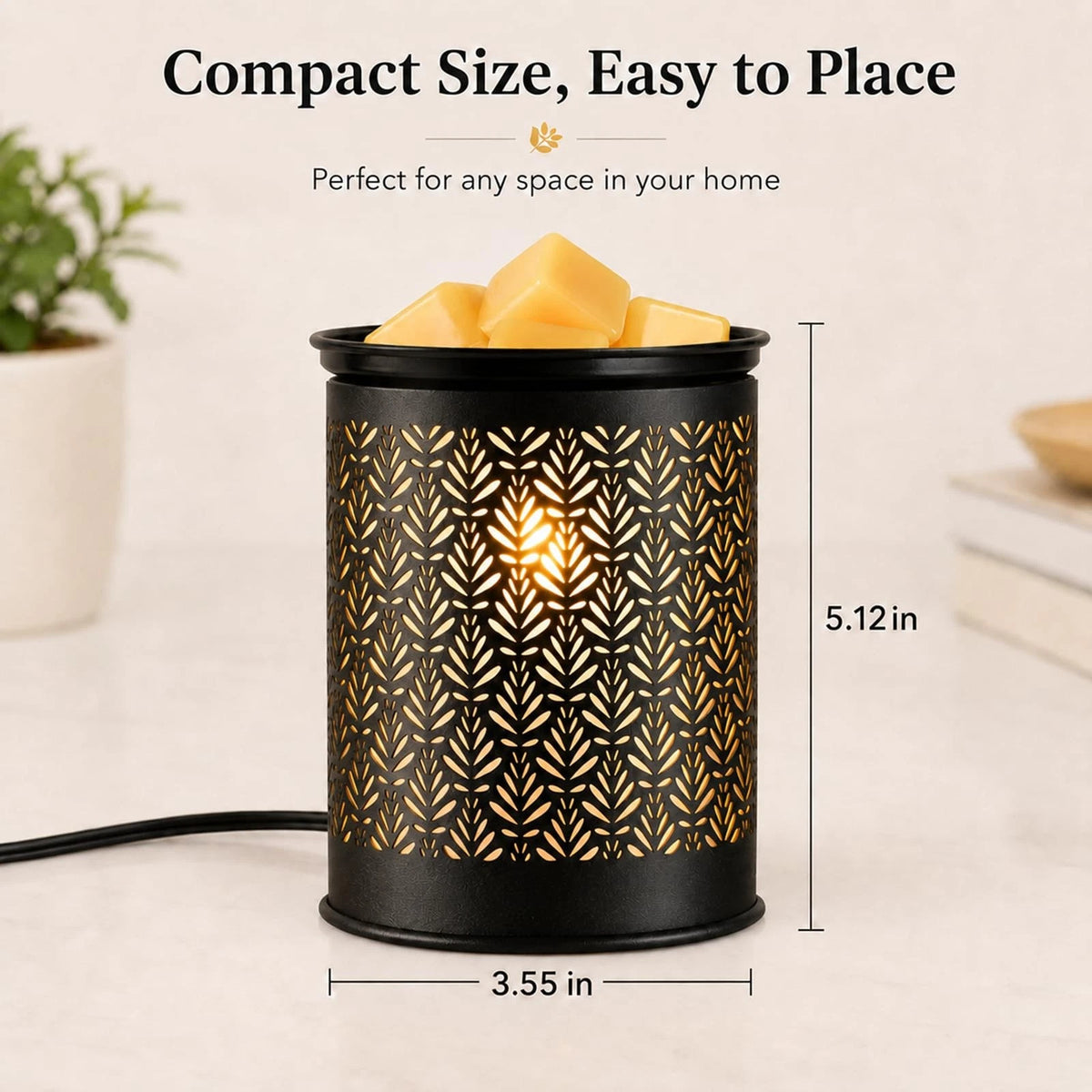 Wax Melt Warmer for Scented Candles (3.94x3.94x5.12in) - Black
