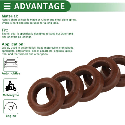 Set of 5 Oil Seal Rotary Shaft Seal FKM Rubber 14x22x4.5mm