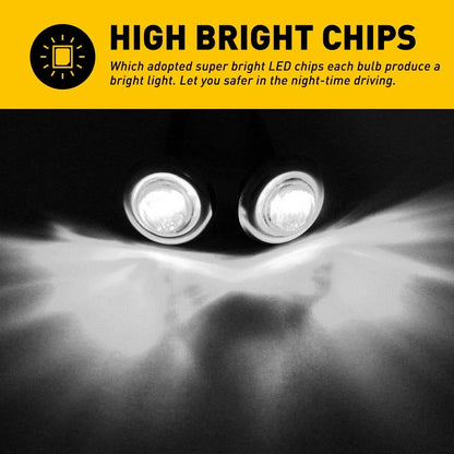 20x 3/4" Round White LED Side Marker Light for Truck Trailer (USP)