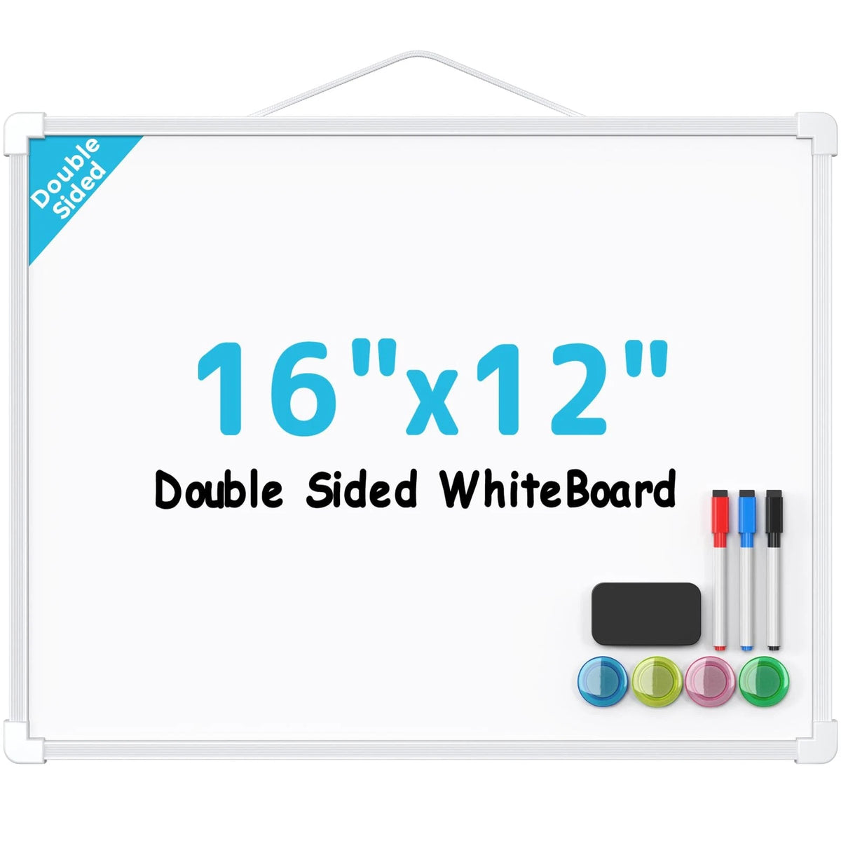 Double-Sided Dry Erase Board 16"x12" for Wall