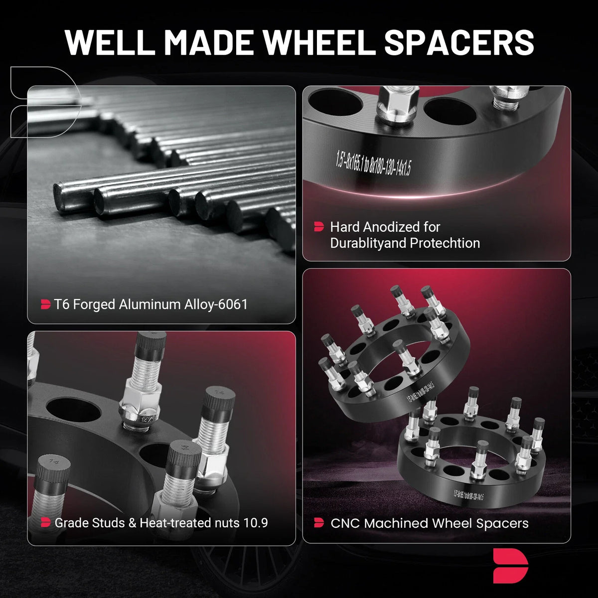 Set of 4 Wheel Spacers 1.5" 8x6.5 to 8x180 for Chevy GMC Savana 2500 (2003–2023)