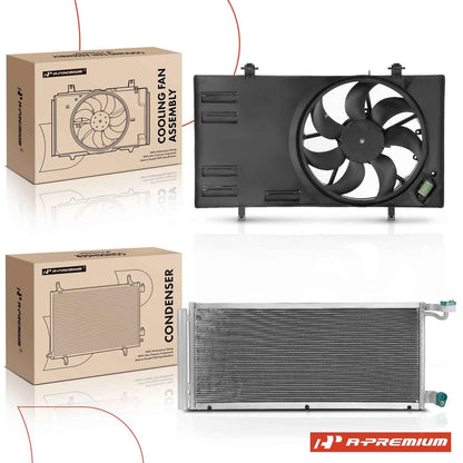 2X AC Condenser & Cooling Fan Assy Kit for Ford EcoSport (2018–2020) H6BZ19712B, GN1Z8C607B, CN30098PFC