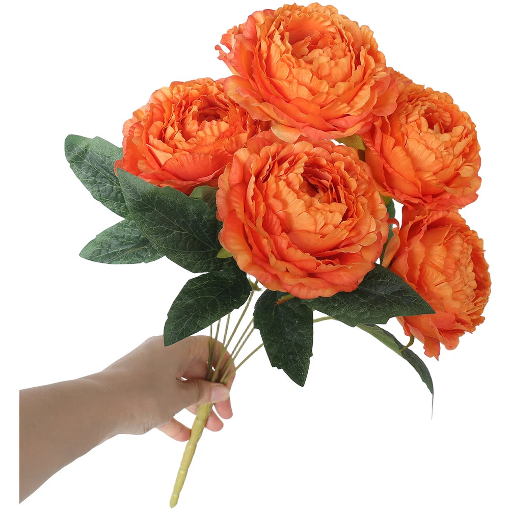 7 Head Silk Peony Bouquet for Wedding Home Office