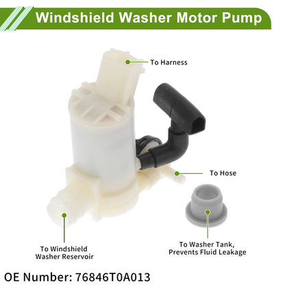 Windshield Washer Pump w/Grommet for Honda CR-V (2013–2016) No. 76846T0A013
