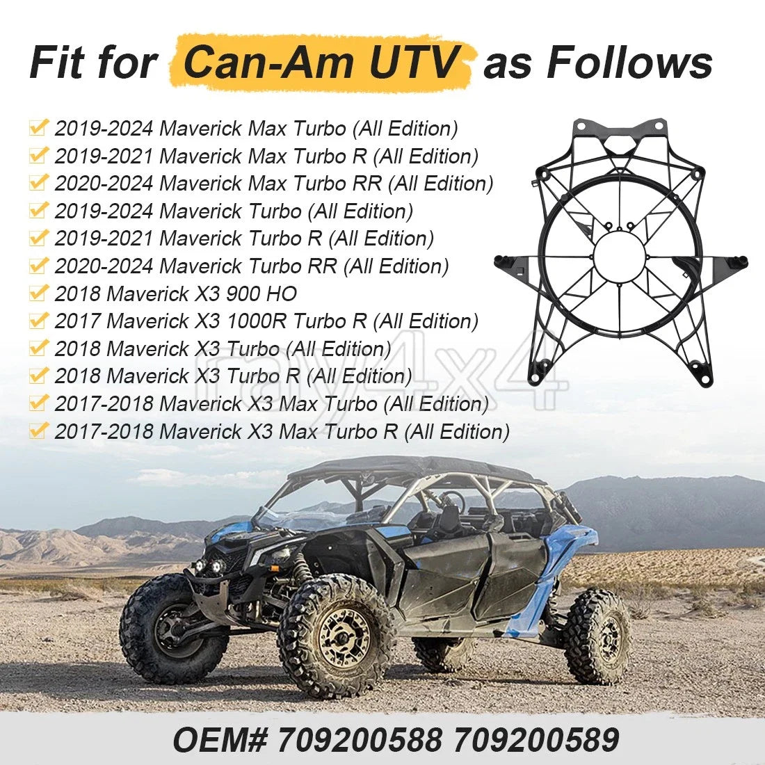 Fan Cover Frame for Can-Am Maverick X3 R RR Turbo Max RR (2017–2023)