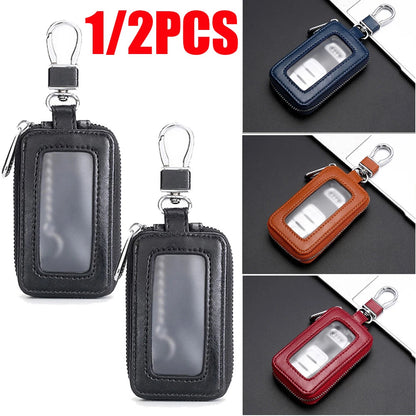 2X Leather Car Remote Key Fob Zipper Wallet Holder Case Cover