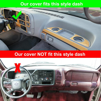 Dashboard Cover for Chevy GMC (1995–1996) Black Dash Mat Pad
