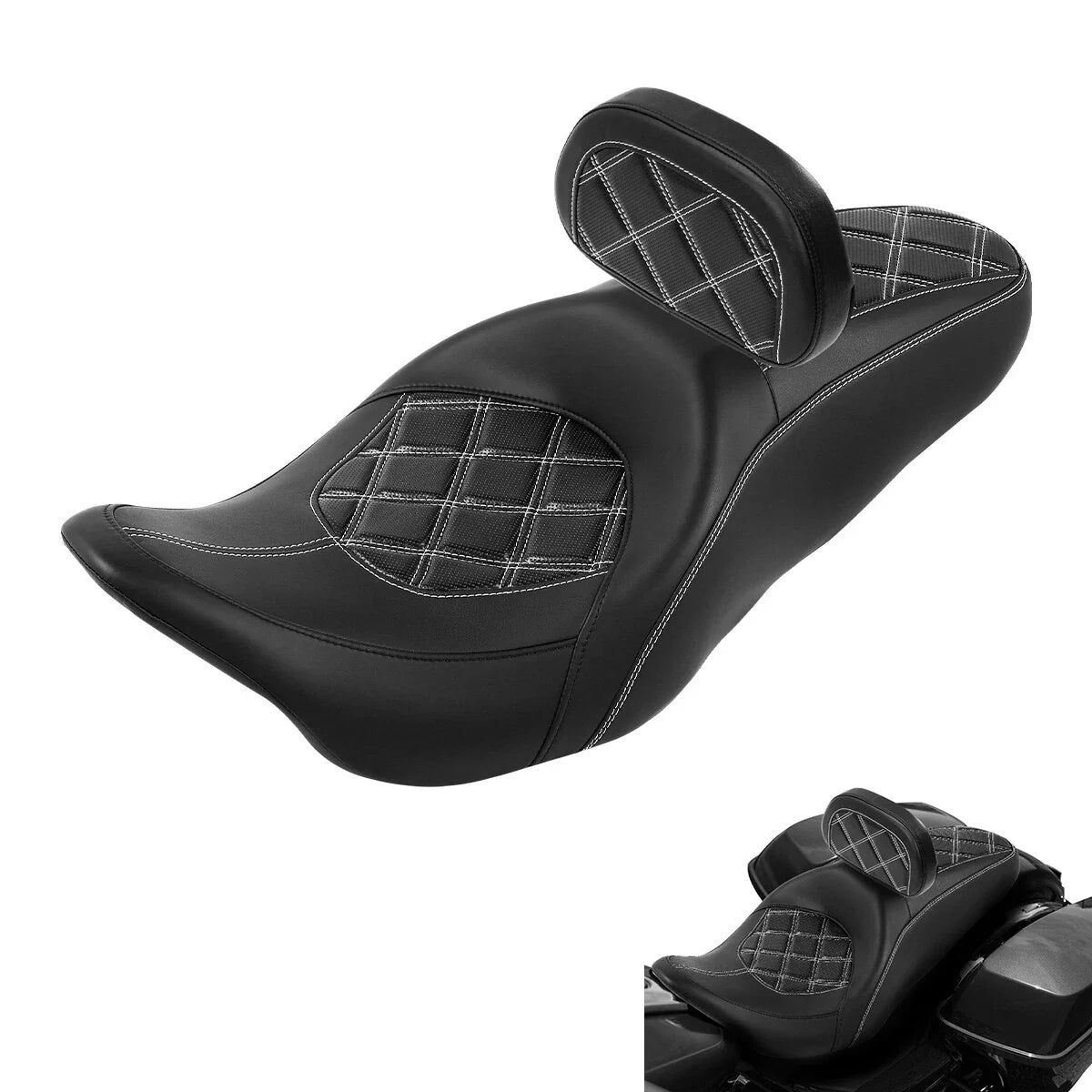 Driver Passenger Seat with Rider Backrest Pad for Harley Road Glide (2009–2023)