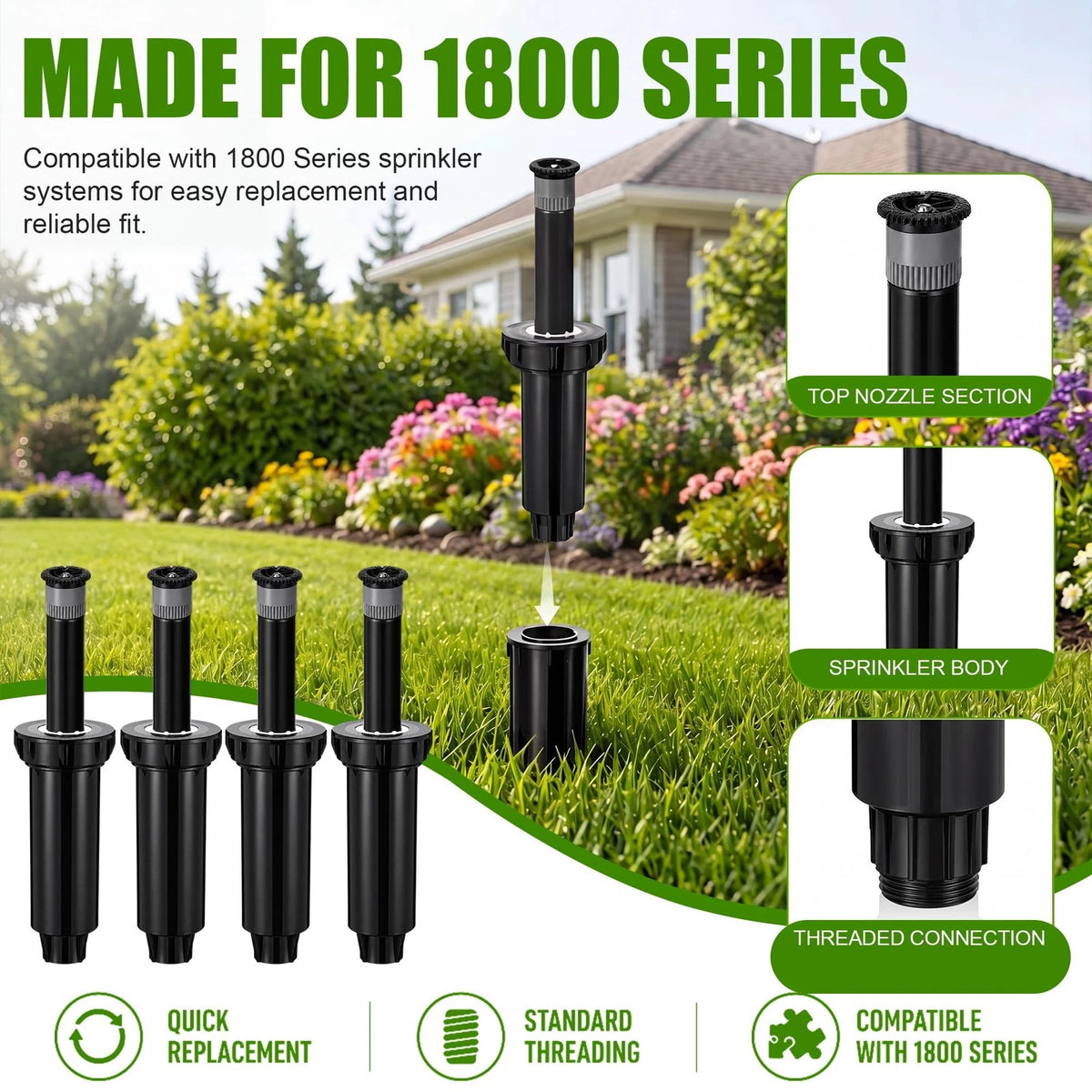 4 Pack Adjustable Sprinkler Heads for Lawn