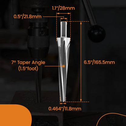Tapered Ball Joint/Tie Rod Reamer for 7 Degree, 1-1/2" Per Foot