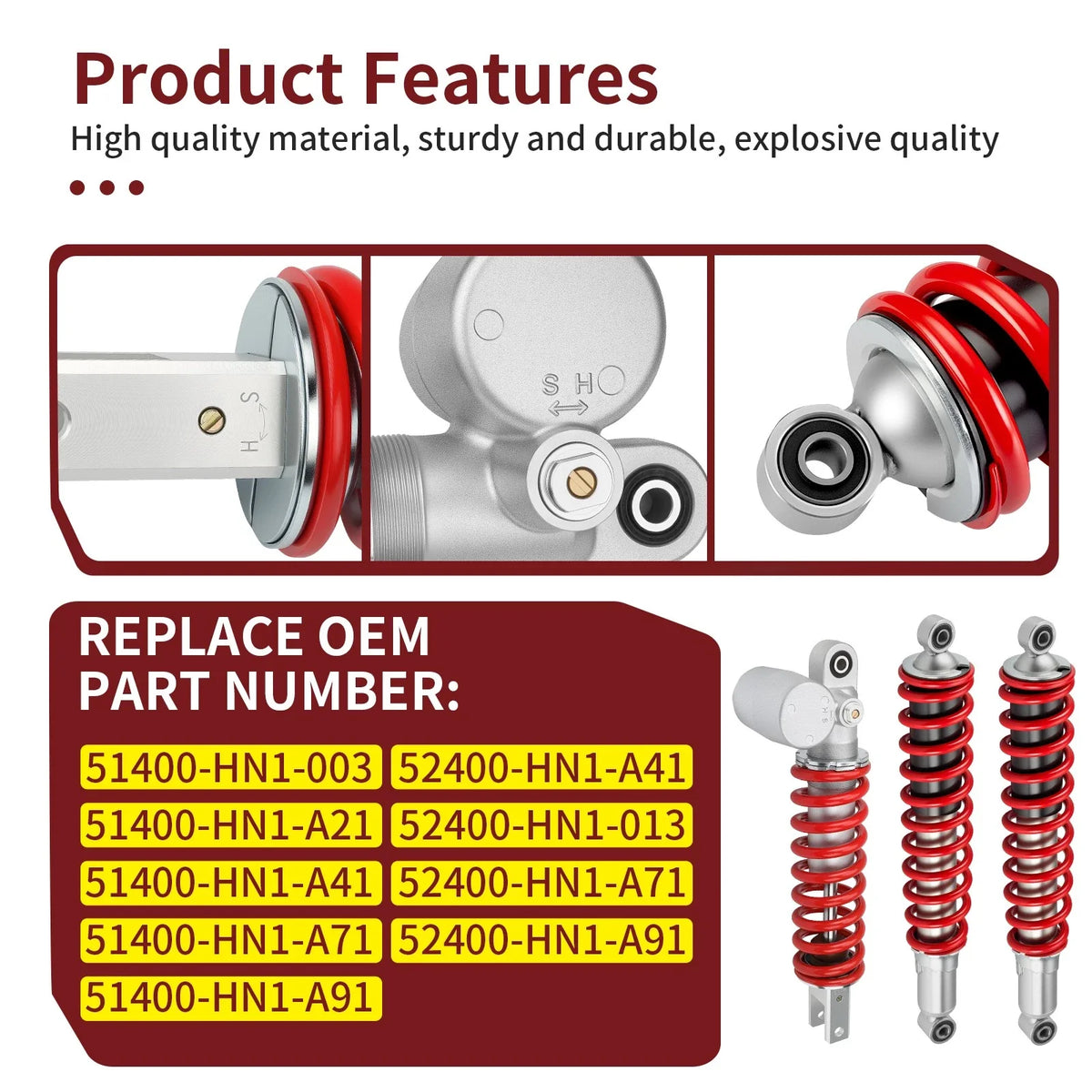 Front Rear Shock Absorbers for Honda Sportrax 400 TRX400X (1999–2014)