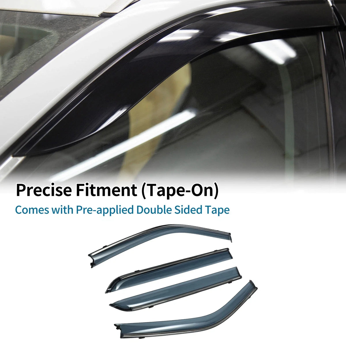 Set of 4 Window Deflectors for Nissan Kicks (2018–2024) Side Vent Visors Black