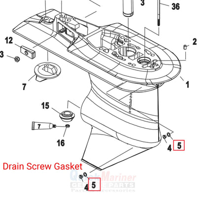 Drain Screw Gasket & Oil Plug Seal for Mercury Mariner Outboard