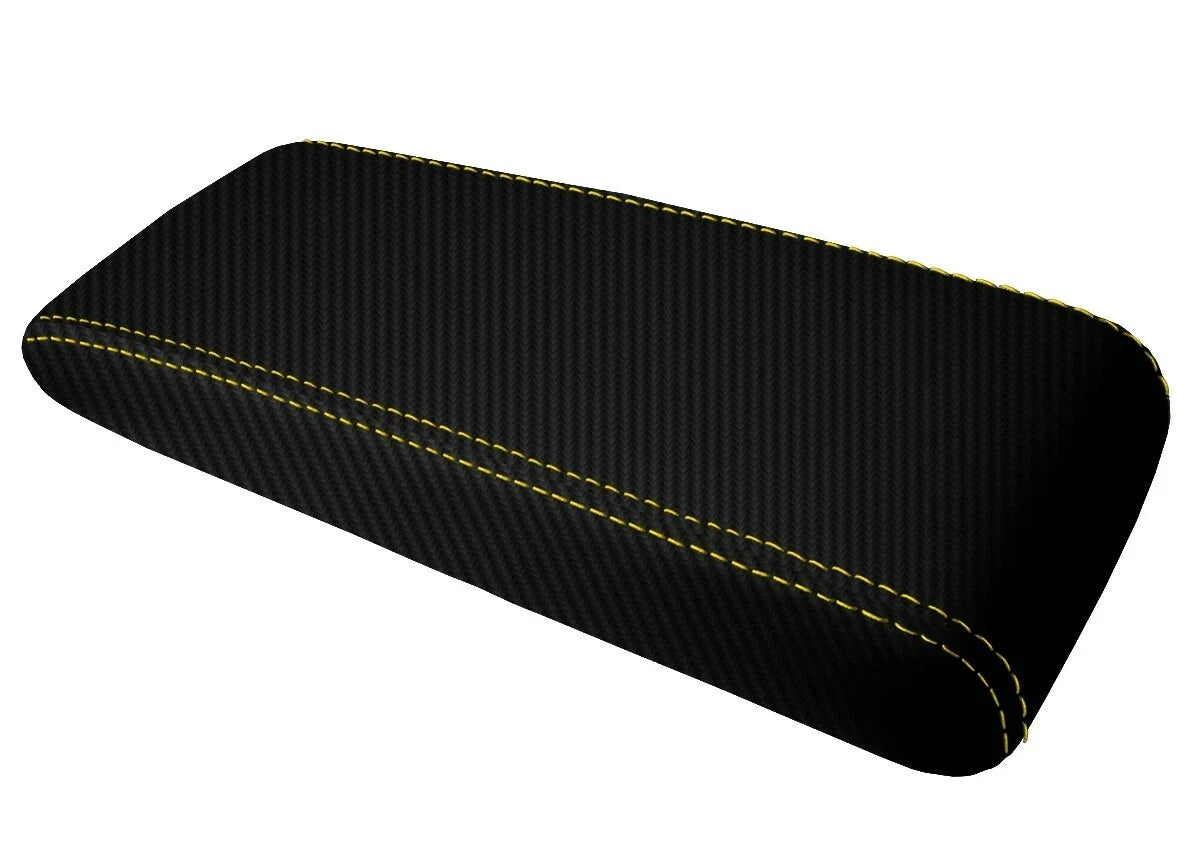 Console Lid Cover for Toyota Supra (1986–1992) Carbon Fiber Yellow Stitch