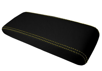 Console Lid Cover for Toyota Supra (1986–1992) Carbon Fiber Yellow Stitch