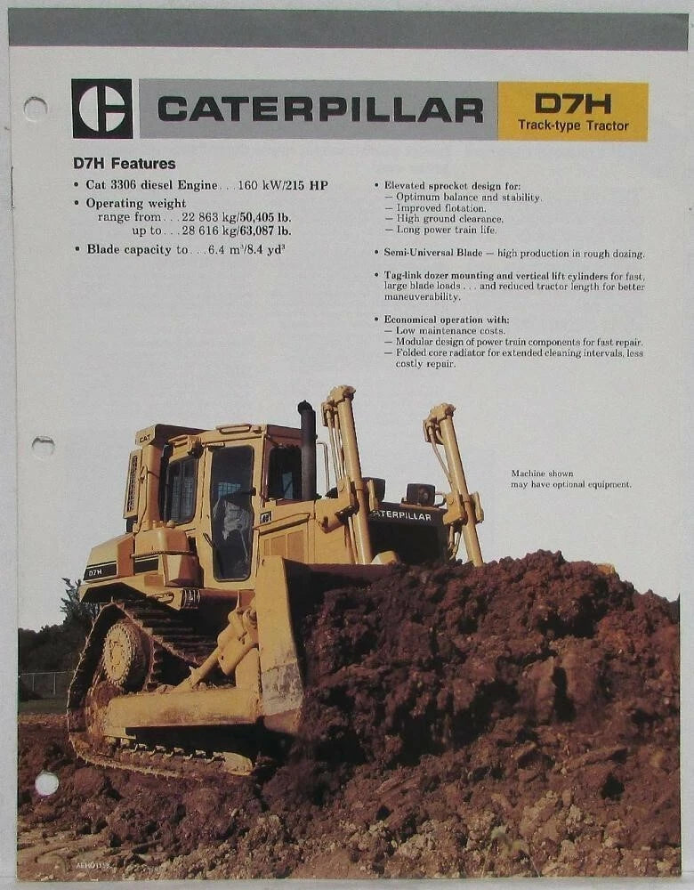 Sales Brochure for Caterpillar D7H (1986)